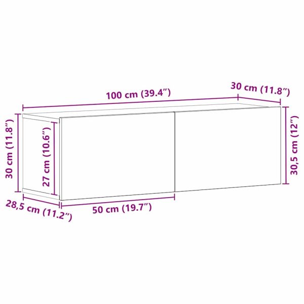 ТВ шкаф Черния дъб 100 x 30 x 30 cm Инженерно дърво