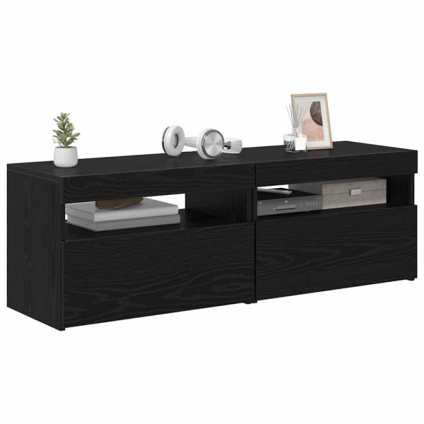 ТВ шкаф 2 pcs Черния дъб 60 x 35 x 40 см Инженерно дърво