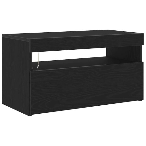 ТВ шкаф с LED Черния дъб 75 x 35 x 40 см Инженерно дърво