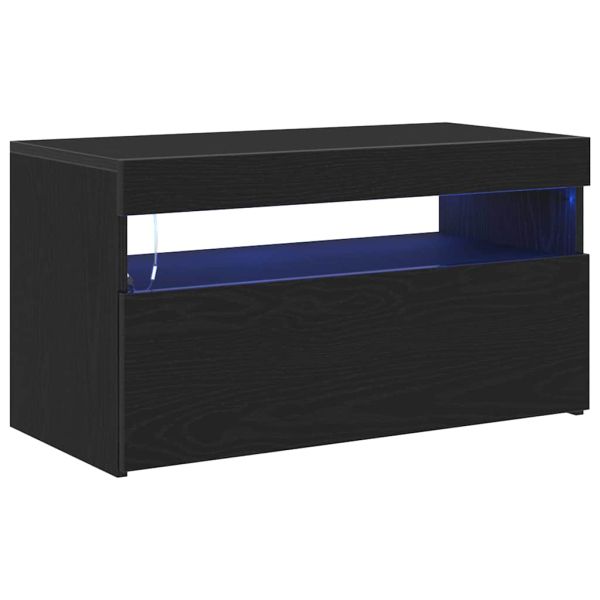 ТВ шкаф с LED Черния дъб 75 x 35 x 40 см Инженерно дърво