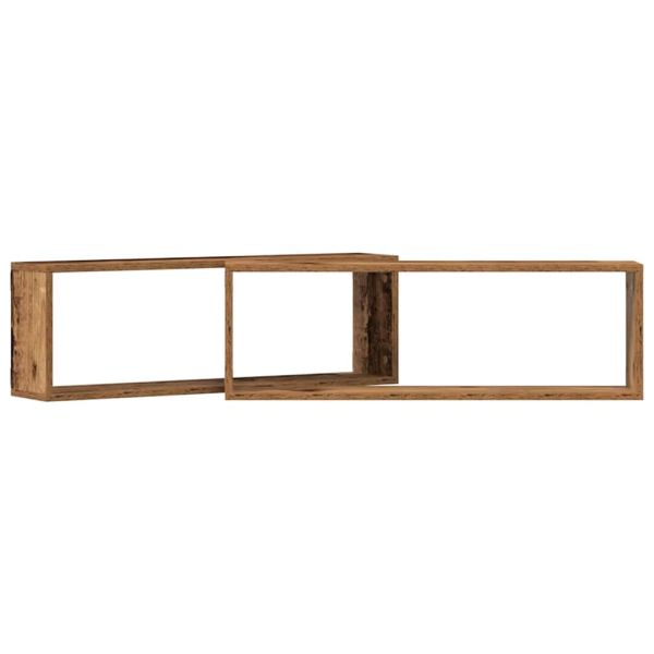 Стени за рафтове с рафт 2 pcs Старо дърво 80 x 15 x 26 см