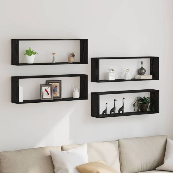 Стени за рафтове с рафт 4 pcs Черния дъб 80 x 15 x 26 см