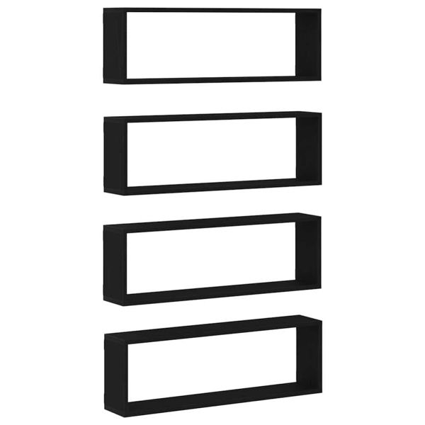Стени за рафтове с рафт 4 pcs Черния дъб 80 x 15 x 26 см