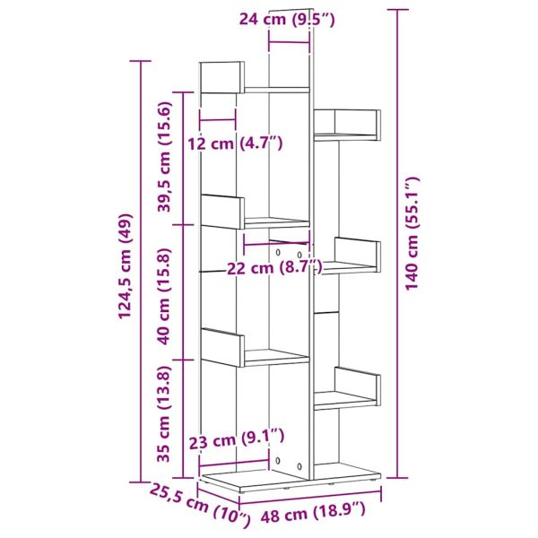 Библиотека 8 нива 48 x 25,5 x 140 см Инженерна дървесина