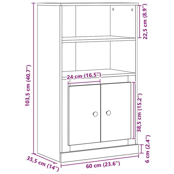 Висока бюфетна маса Черния дъб 60 x 35.5 x 103.5 см