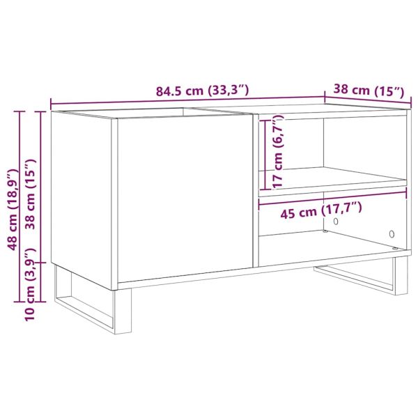 Шкаф за грамофонни плочи с рафт Черния дъб 85 x 38 x 48 см