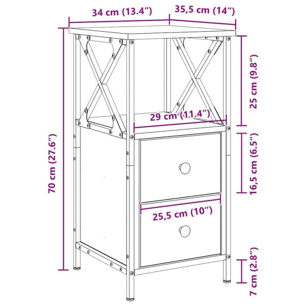 Нощен шкаф Черния дъб 34 x 35,5 x 70 см Инженерно дърво
