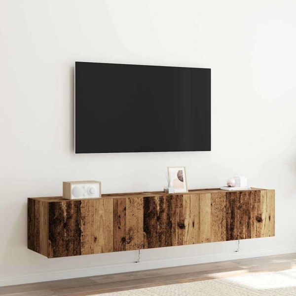 TV стенен шкаф 2 pcs Старо дърво 80 x 35 x 31 cm