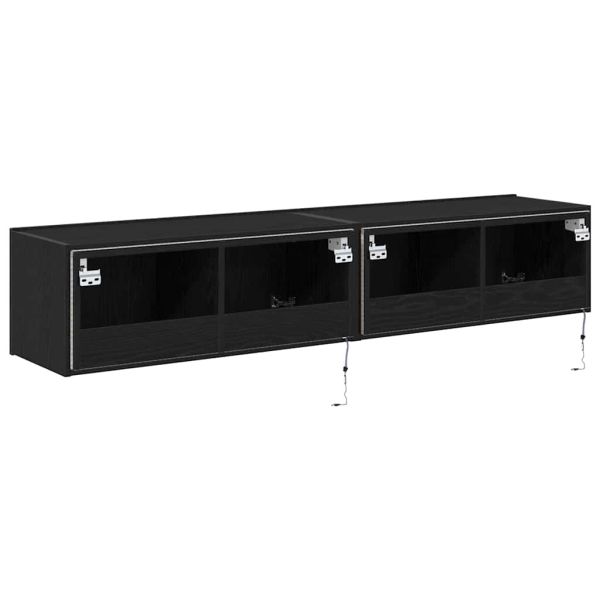 TV стенен шкаф 2 pcs Черния дъб 80 x 35 x 31 cm Инженерно дърво