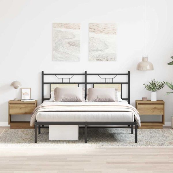 Нощна маса с чекмедже 2 pcs Дъб 45 x 34 x 44 см Инженерно дърво