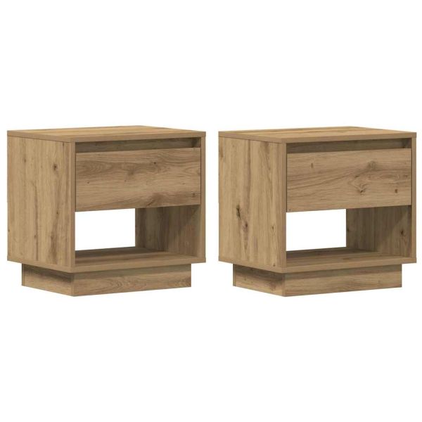 Нощна маса с чекмедже 2 pcs Дъб 45 x 34 x 44 см Инженерно дърво
