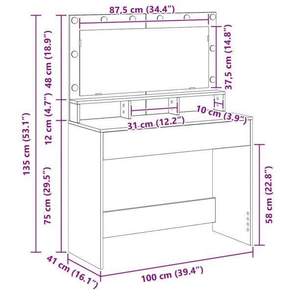 Тоалетка с рафт Дъб 100 x 41 x 135 см Инженерно дърво