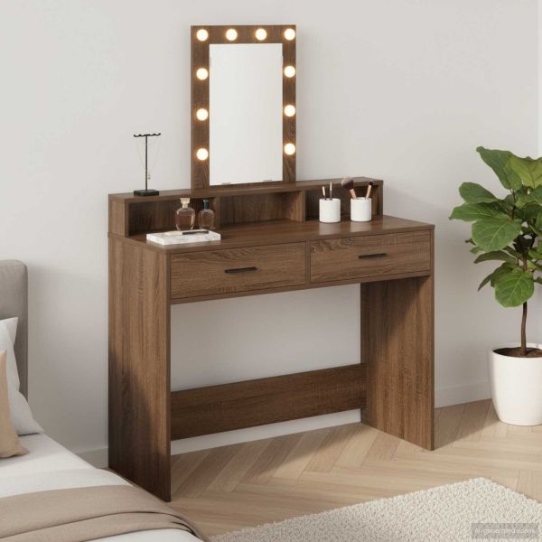 Тоалетка с чекмедже Кафяво 100 x 41 x 140 см Инженерно дърво