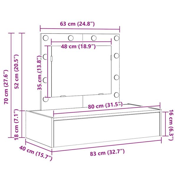 Тоалетка с чекмедже Сив 83 x 40 x 70 см Инженерно дърво