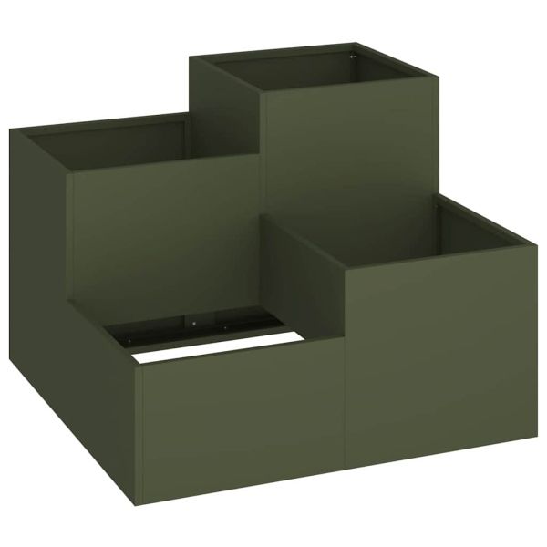 Градинска саксия Маслиненозелен 80 x 80 x 60 см Стомана