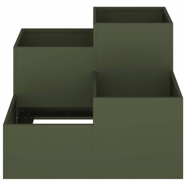 Градинска саксия Маслиненозелен 80 x 80 x 60 см Стомана
