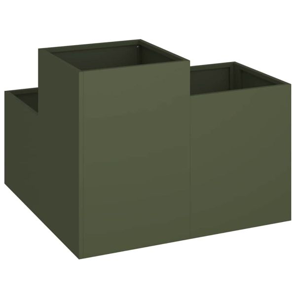 Градинска саксия Маслиненозелен 80 x 80 x 60 см Стомана