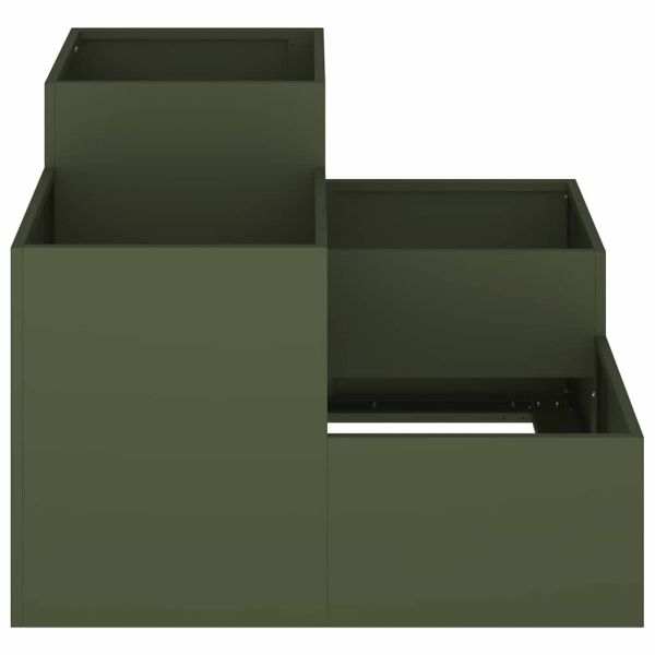 Градинска саксия Маслиненозелен 80 x 80 x 60 см Стомана