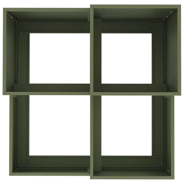 Градинска саксия Маслиненозелен 80 x 80 x 60 см Стомана