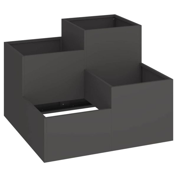 Градинска саксия Черно 100 x 100 x 60 см Стомана