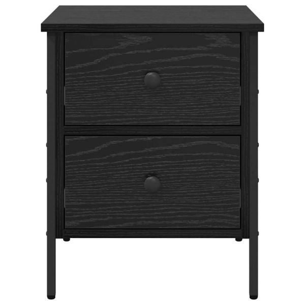 Нощно шкафче Черен дъб 40 x 42 x 50 cm Инженерно дърво и метал