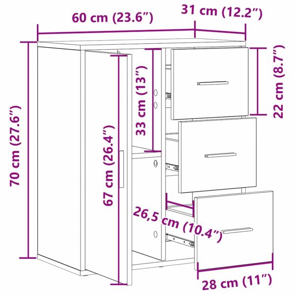 Служебен шкаф Черния дъб 60 x 31 x 70 см Инженерно дърво