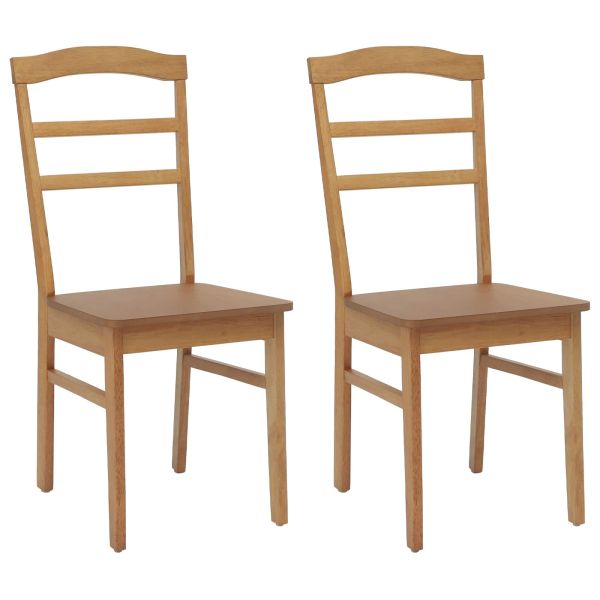 Трапезен стол 2 pcs Естествен Солидно гумено дърво