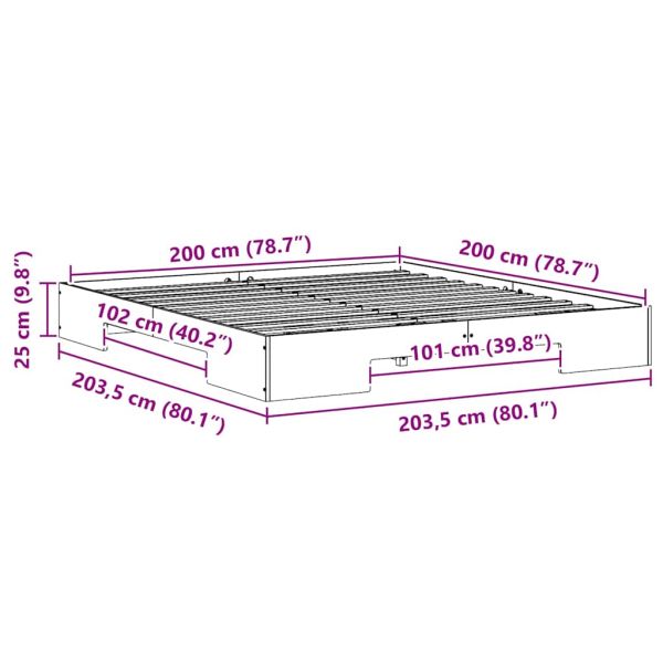 Рамка за легло Кафяво 200 x 200 cm