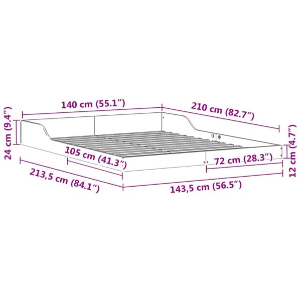 Рамка за легло Кафяво 140 x 210 cm Солидно борово дърво