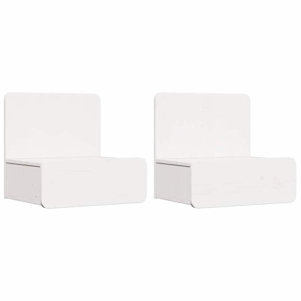 Нощно шкафче 2 pcs Бяло 44 x 32,5 x 40 см Борово дърво масив