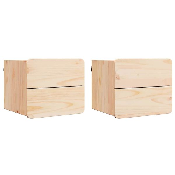 Нощно шкафче 2 pcs Естествен 39 x 34 x 33 см Масивно дърво бор