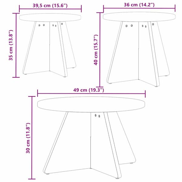 Масичка за кафе 3 pcs Естествен