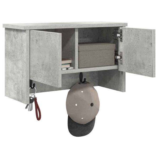 Стенен закачалка за палта с рафт Циментено сиво 50 x 20 x 30 см