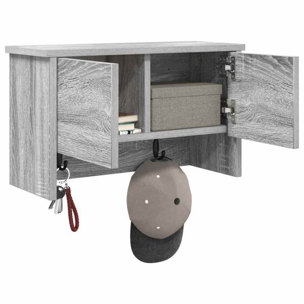 Стенен закачалка за палта с рафт Сив Сонома 50 x 20 x 30 см
