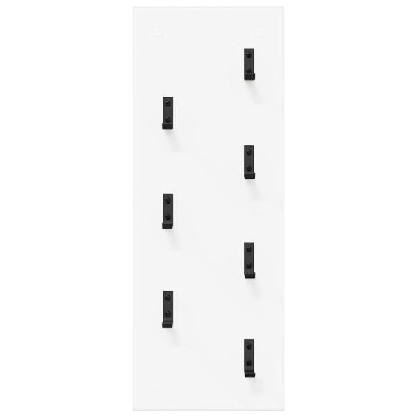 Стенен закачалка за палта Бяло 30 x 1,5 x 80 см Инженерно дърво