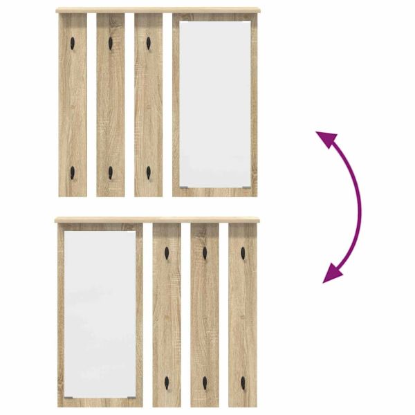 Стенен закачалка за палта с рафт дъб сонома 84 x 10 x 80 см