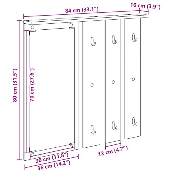 Стенен закачалка за палта с рафт дъб сонома 84 x 10 x 80 см