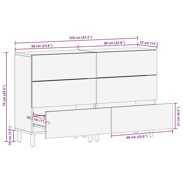 Служебен шкаф 2 pcs Финал на бяло измиване 60 x 33 x 75 cm