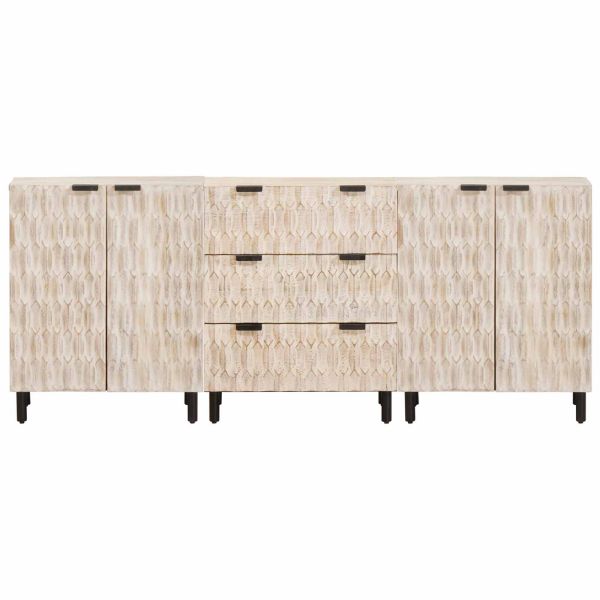 Служебен шкаф 3 pcs Финал на бяло измиване 180 x 33 x 75 см