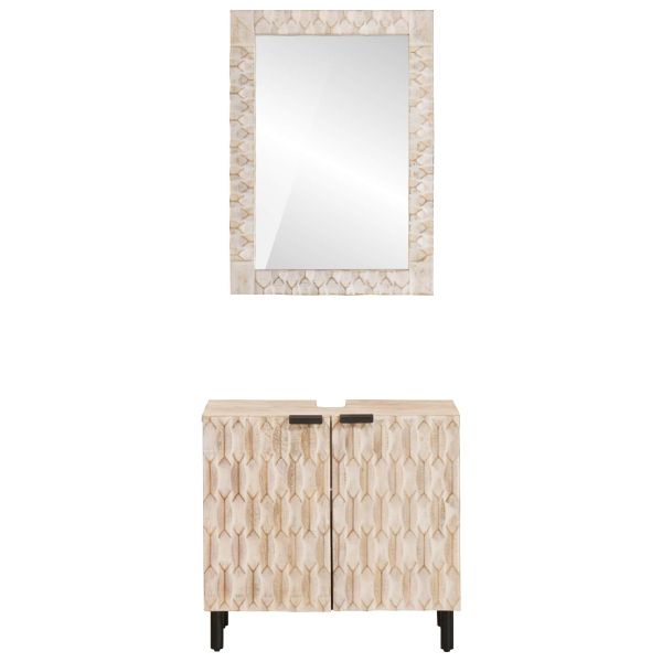 Комплекти за баня Финал на бяло измиване Солидно мангово дърво