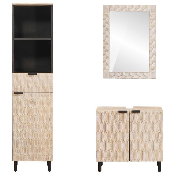 Комплекти за баня с чекмедже 3 pcs Финал на бяло измиване