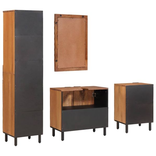 Комплекти за баня 4 pcs Кафяво акацие Солидно мангово дърво