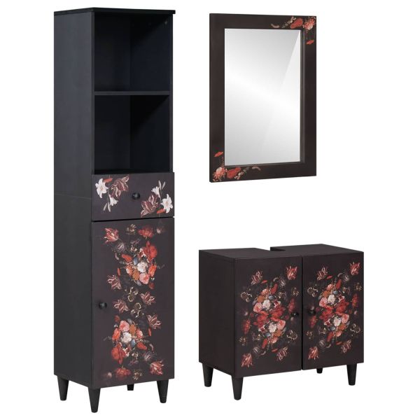 Комплект шкафове за баня с чекмедже 3 pcs Солидно мангово дърво