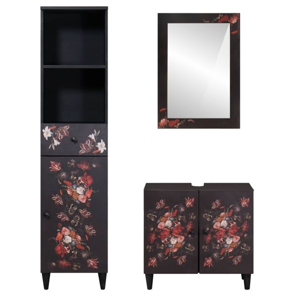 Комплект шкафове за баня с чекмедже 3 pcs Солидно мангово дърво