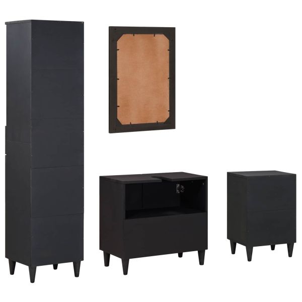 Комплект шкафове за баня с чекмедже 4 pcs Солидно мангово дърво