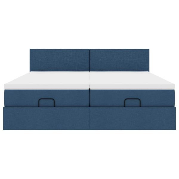 Османска легло с матраци и LED, синьо, 160x200 см, плат