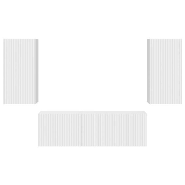 Комплект за стена на телевизор 4 pcs Лъскаво бяло