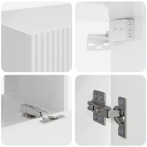 Комплект за стена на телевизор 4 pcs Лъскаво бяло