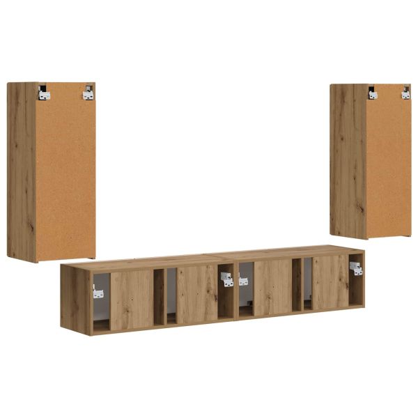 Комплект за стена на телевизор 4 pcs Дъб Инженерно дърво