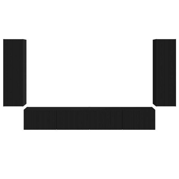 Комплект за стена на телевизор 4 pcs Черно Инженерно дърво